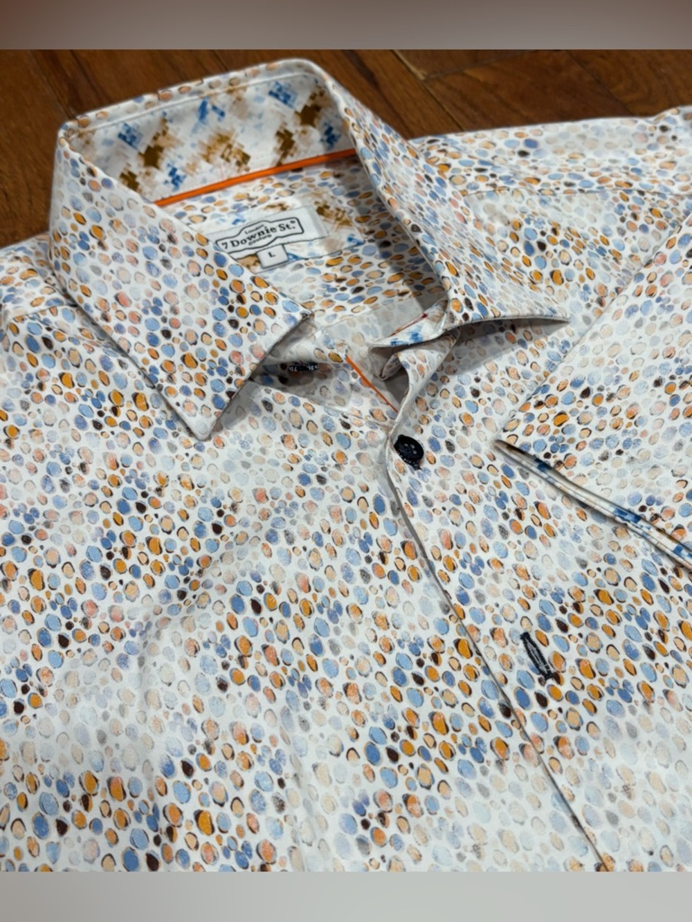Men’s 7 Downie St. 9013 Short Sleeve Sport Button Down in Orange Large